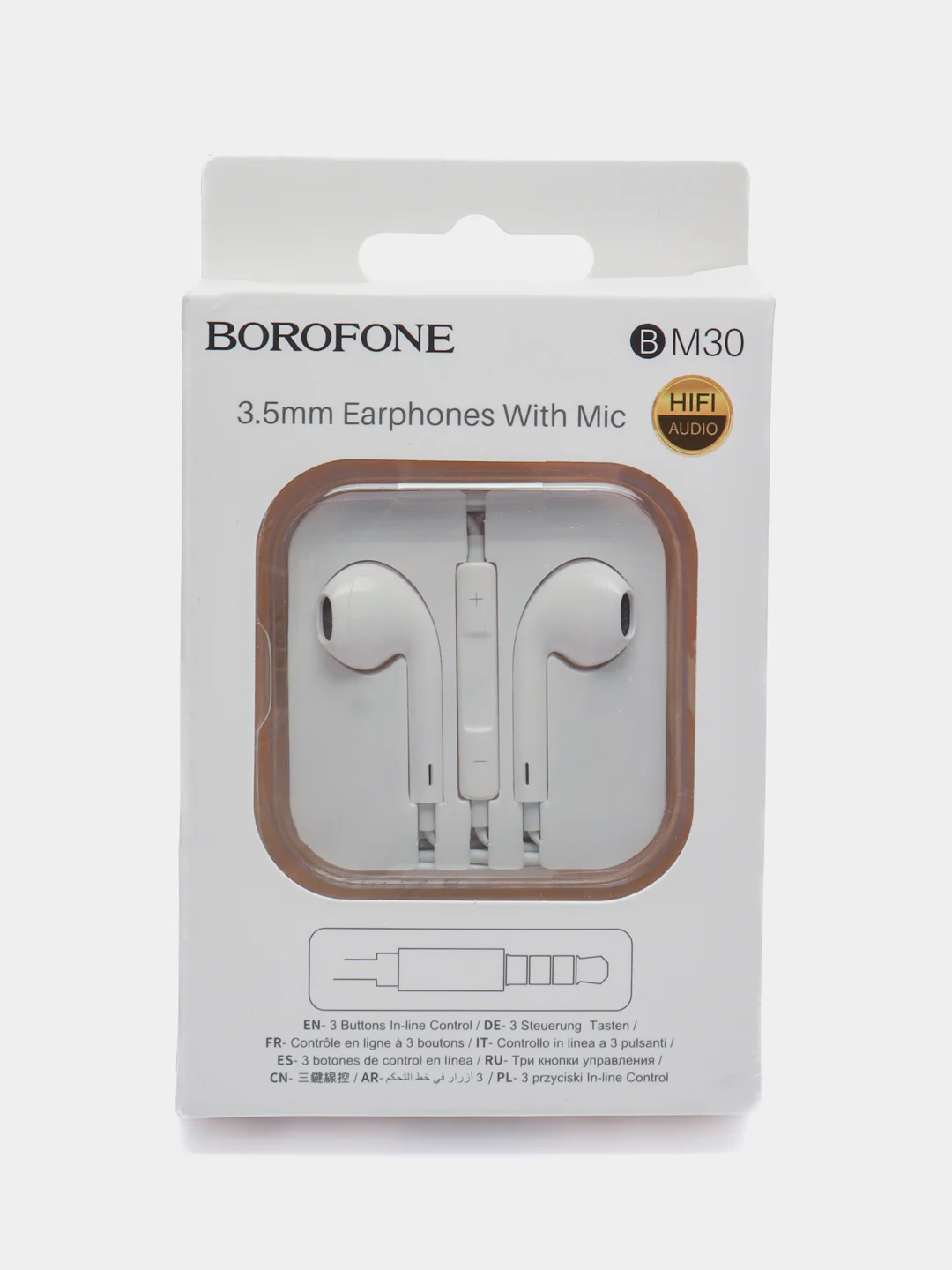 Белый проводные наушники Borofone BM30, с микрофоном, 1,2 м