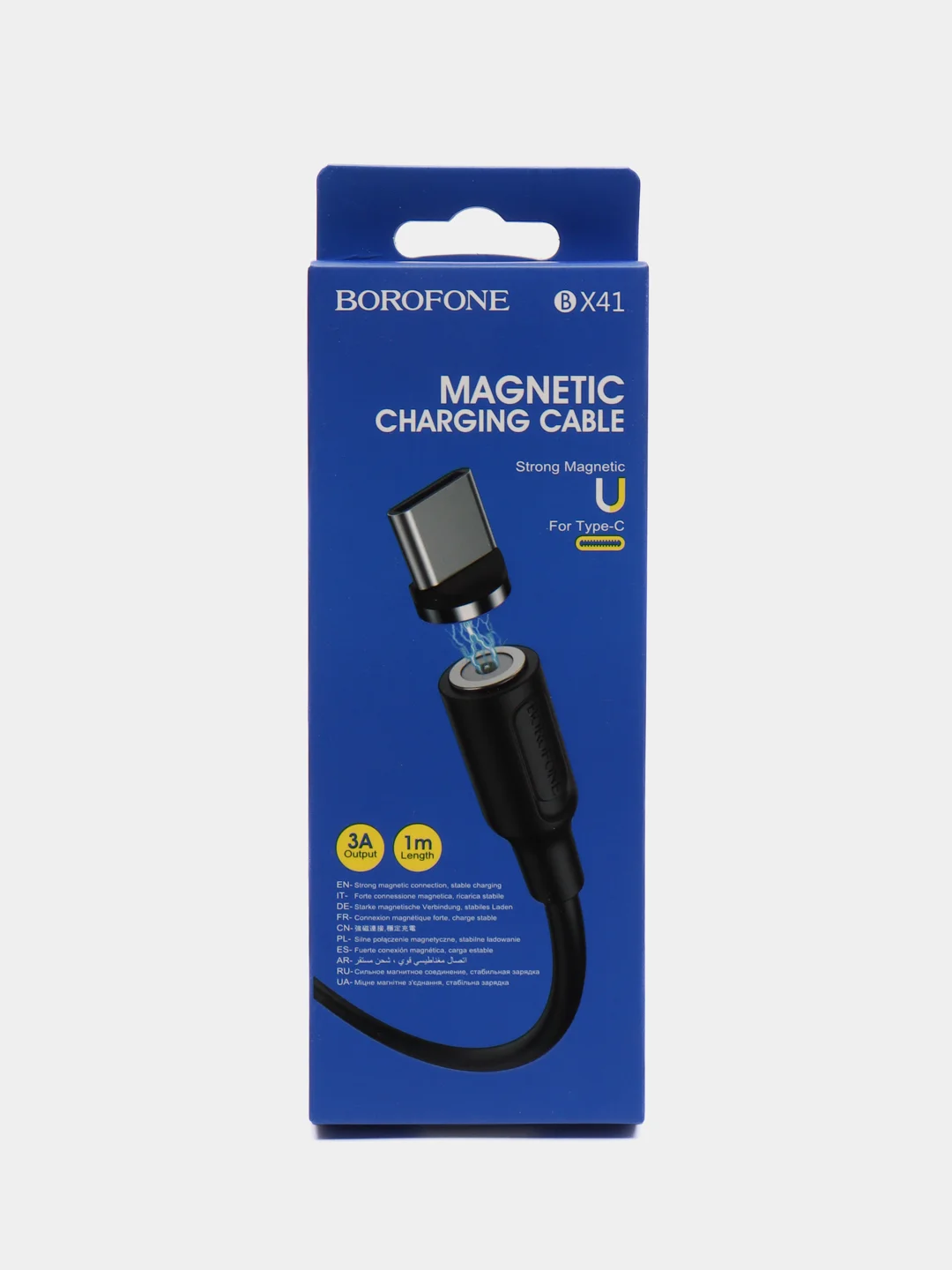 Черный магнитный кабель Borofone BX41, Type-C / USB-C, 3A, 1 м