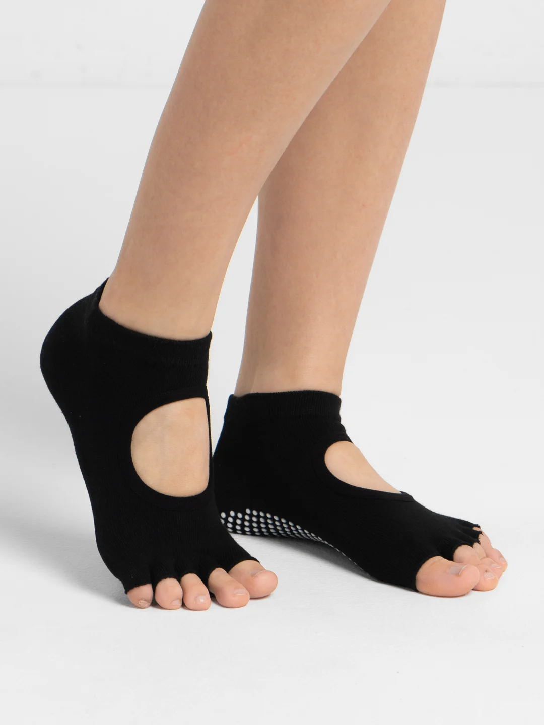 Черный носки для йоги антискользящие, пилатеса Non slip