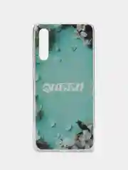Бирюзовый чехол силиконовый Samsung Galaxy A50 / A50s / A30s (Галакси), с рисунком