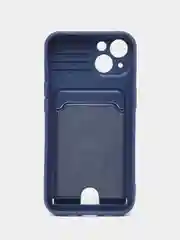 Синий чехол iPhone  11 13 12 13 Pro Max 14 Plus XR с карманом для карты, подставкой айфон макс