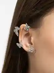 Серьги каффы с бабочками и стразами