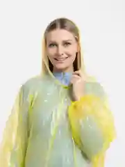 Желтый дождевик-пончо с капюшоном