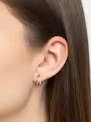 Серебряный серьги гвоздики полукольца, с каплей