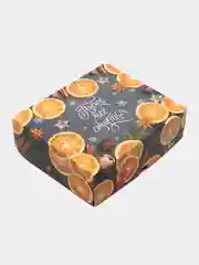 Оранжевый упаковка "Новогодняя коробка", 20 х 17 х 6 см