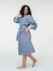 Серый халат вафельный, унисекс