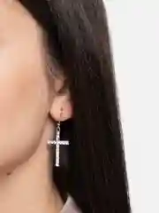 Серьги с подвеской крестом, серьги длинные со стразами,серьги женские
