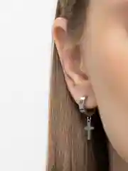 Серебряный серьга с подвеской "Крест"