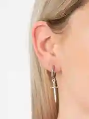 Серебряный серьга-кольцо из нержавеющей стали с крестом/серьга-кольцо/мужская серьга/серьга-крест/меч
