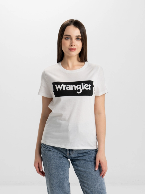 Футболка женская Wrangler Box Logo Tee белая 100% хлопок