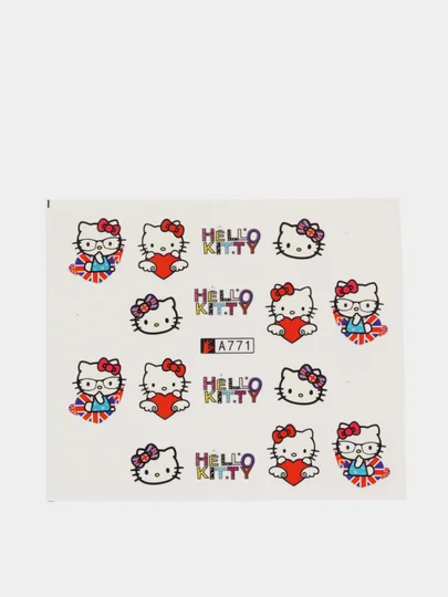 Индиго слайдер-дизайн для ногтей, водные наклейки "Hello Kitty", 12 видов
