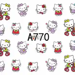 Лайм слайдер-дизайн для ногтей, водные наклейки "Hello Kitty", 12 видов