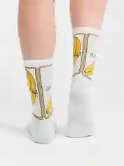 Белый носки женские с принтом "Banana" длинные унисекс, высокие мужские