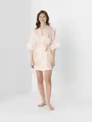 Белый халат Bride с вышивкой, атласный женский