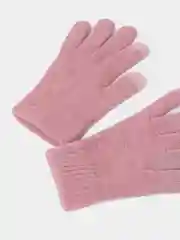 Розовый вязаные перчатки с сенсорными пальчиками