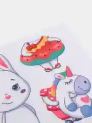 Белый фетр корейский с рисунком "Кролики-переодевашки", 1,2 мм