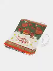 Красный пакет новогодний фольгированный подарочный, 25*40 см, с ленточками 30 см/Пакет без ручки