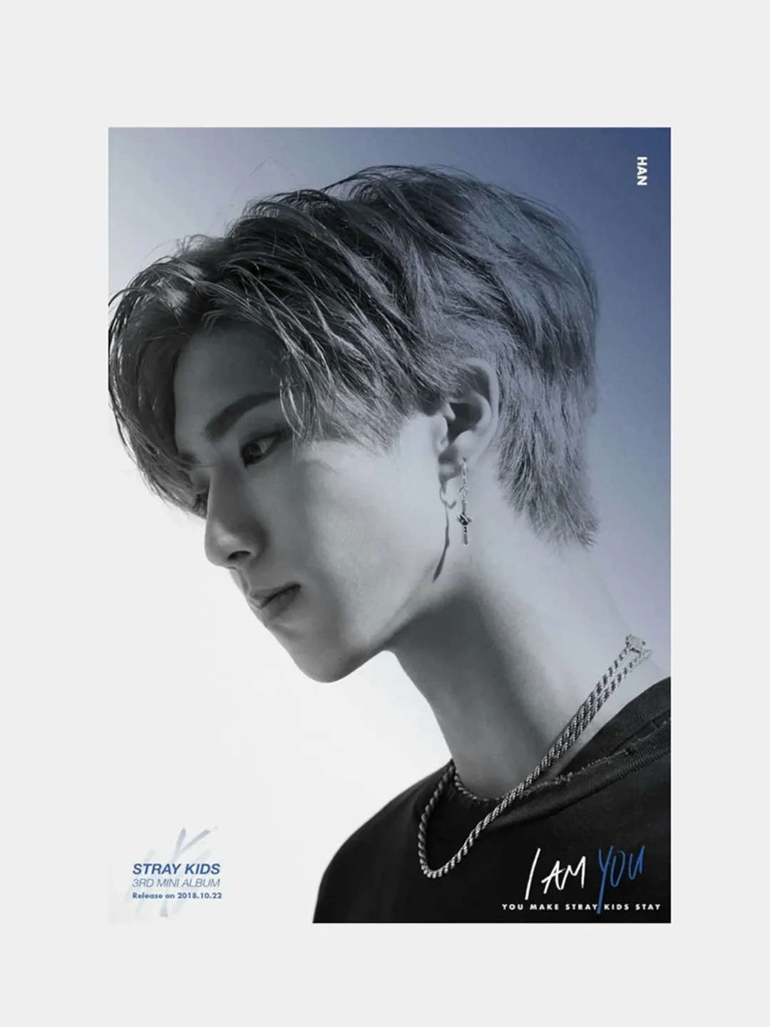 Голубой конверт подарочный с фото открыткой, k-pop Stray kids, BTS