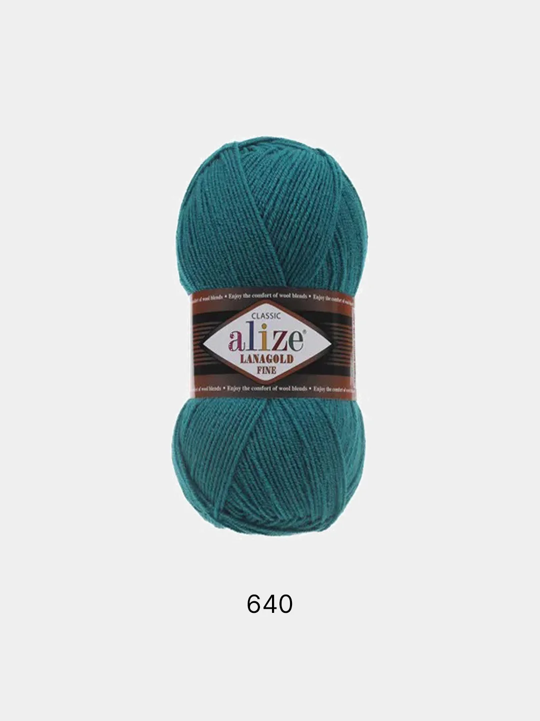 Тёмно-бирюзовый пряжа Alize Lanagold Fine 51% Акрил, 49% Шерсть, 100 г, 390 м