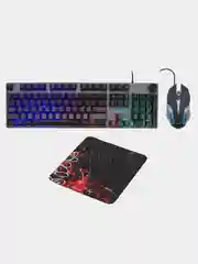 Черный игровая клавиатура, мышь и коврик Oklick 500GMK, комплект