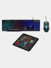 Игровая клавиатура + мышь + коврик набор Oklick 400GMK с подсветкой, подарок на 8 марта