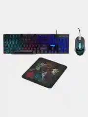 Игровая клавиатура + мышь + коврик набор Oklick 400GMK с подсветкой, подарок на 8 марта