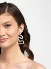 Серебряный серьги бижутерия в виде змеи