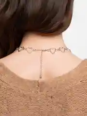 Серебряный чокер на шею с сердечками