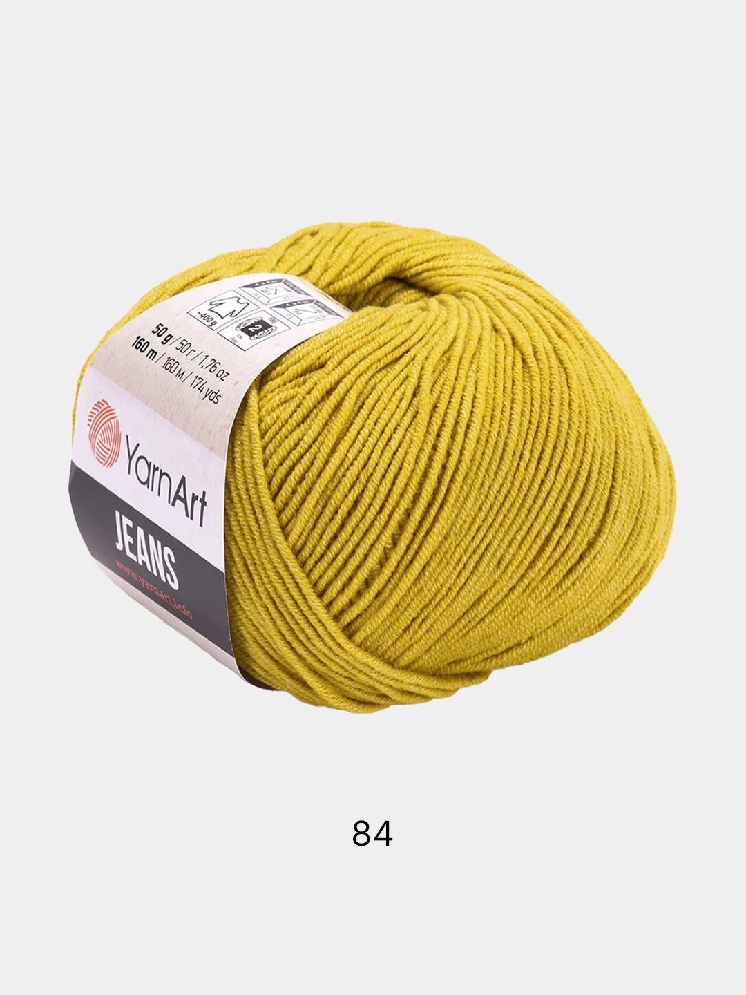 Горчичный пряжа YarnART Jeans, 50 г-160 м, 55% хлопок-45% акрил