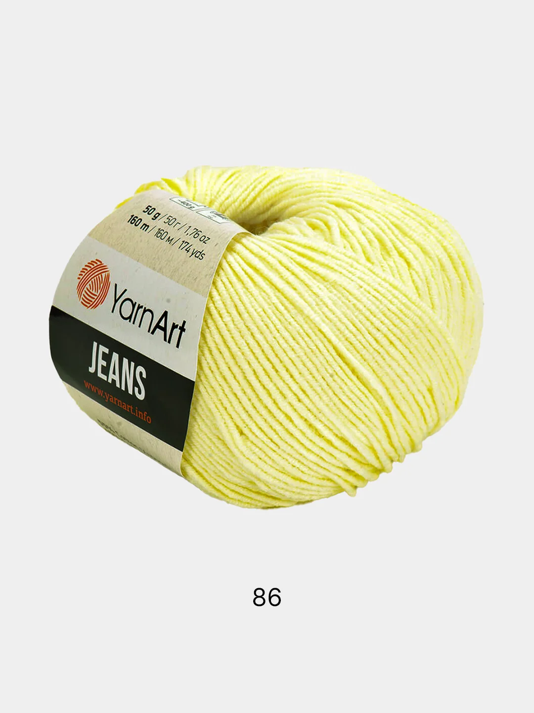 Лимонный пряжа YarnART Jeans, 50 г-160 м, 55% хлопок-45% акрил