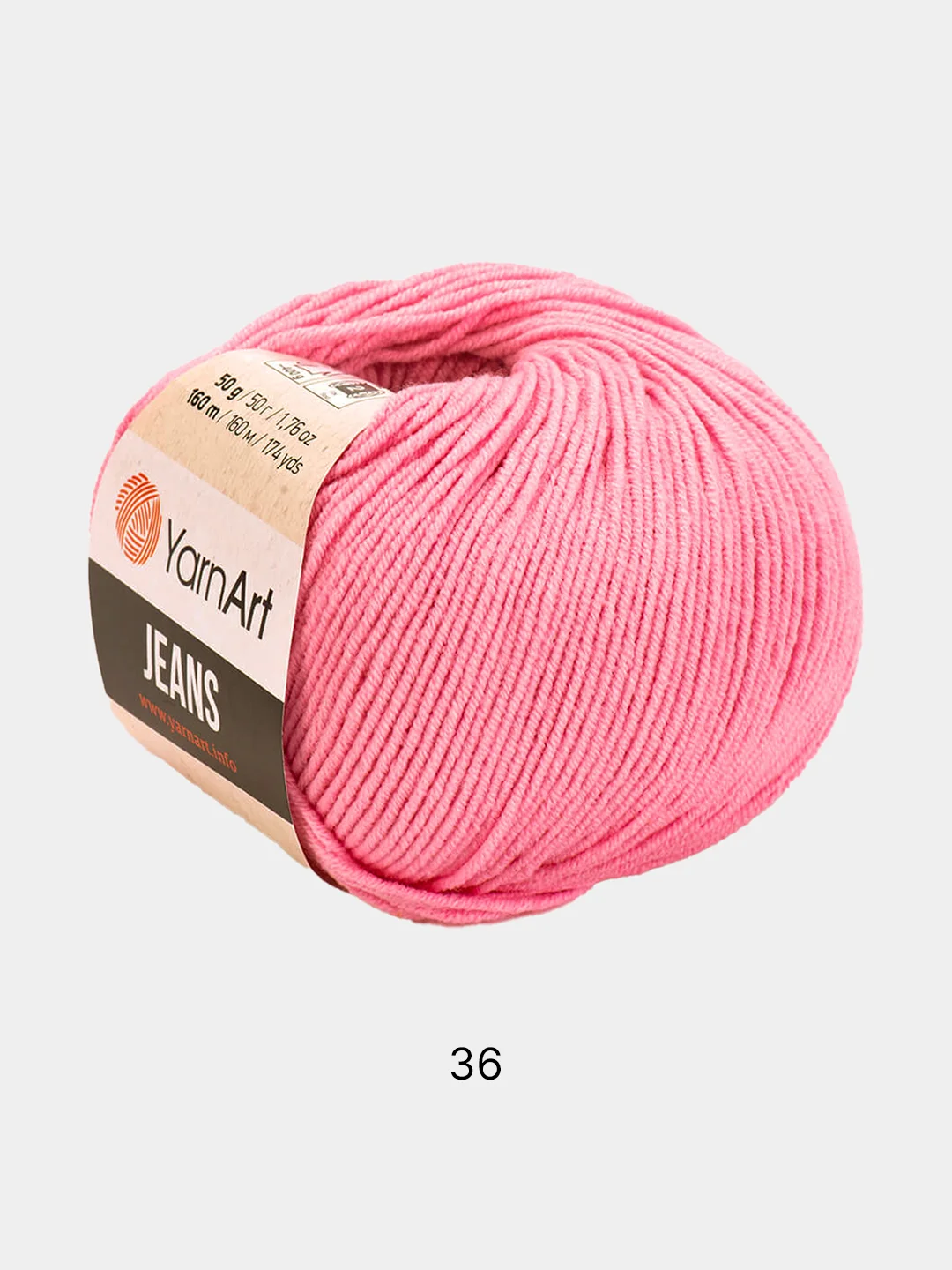 Розовый пряжа YarnART Jeans, 50 г-160 м, 55% хлопок-45% акрил