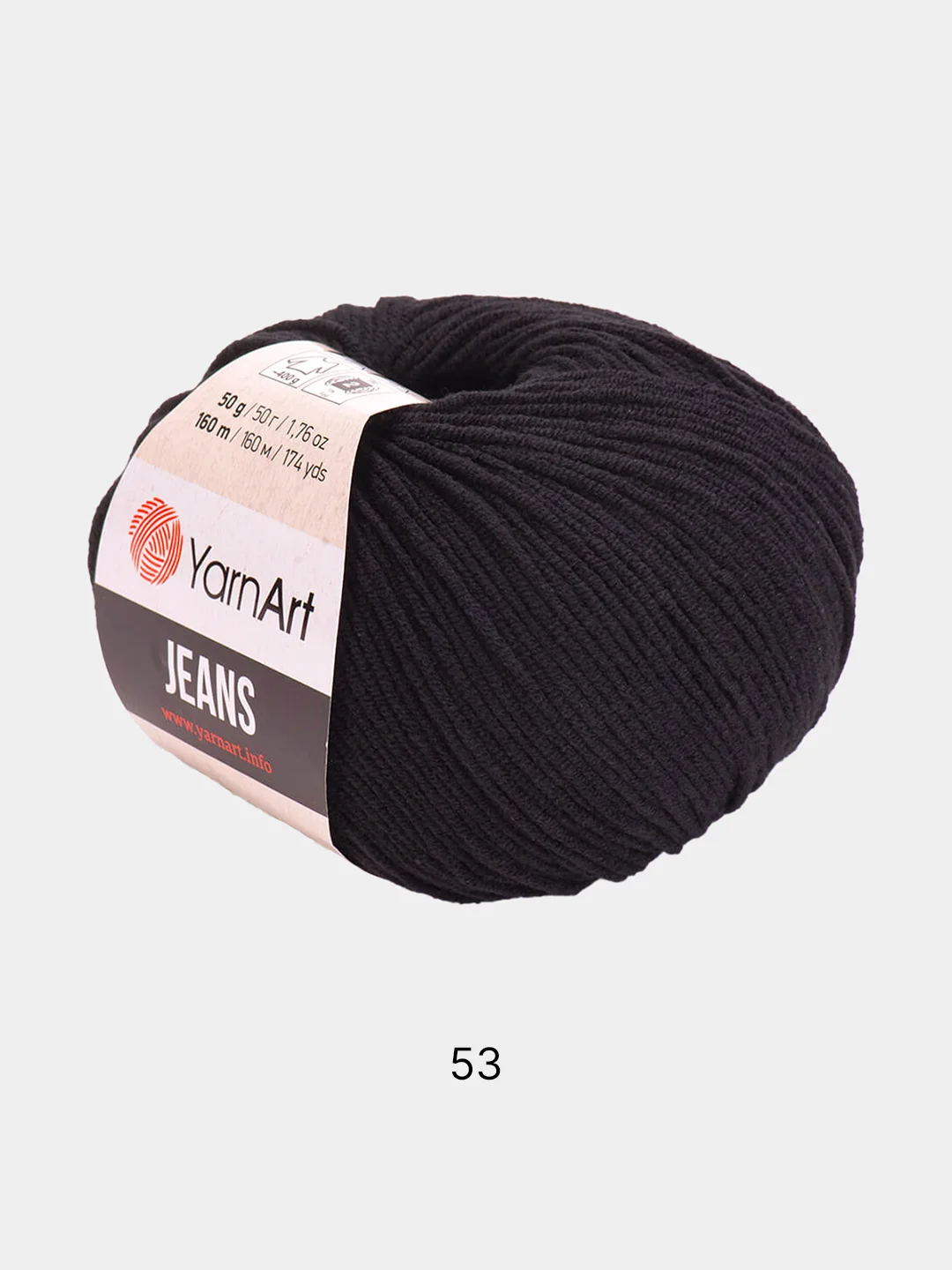 Черный пряжа YarnART Jeans, 50 г-160 м, 55% хлопок-45% акрил