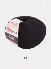 Черный пряжа YarnART Jeans, 50 г-160 м, 55% хлопок-45% акрил
