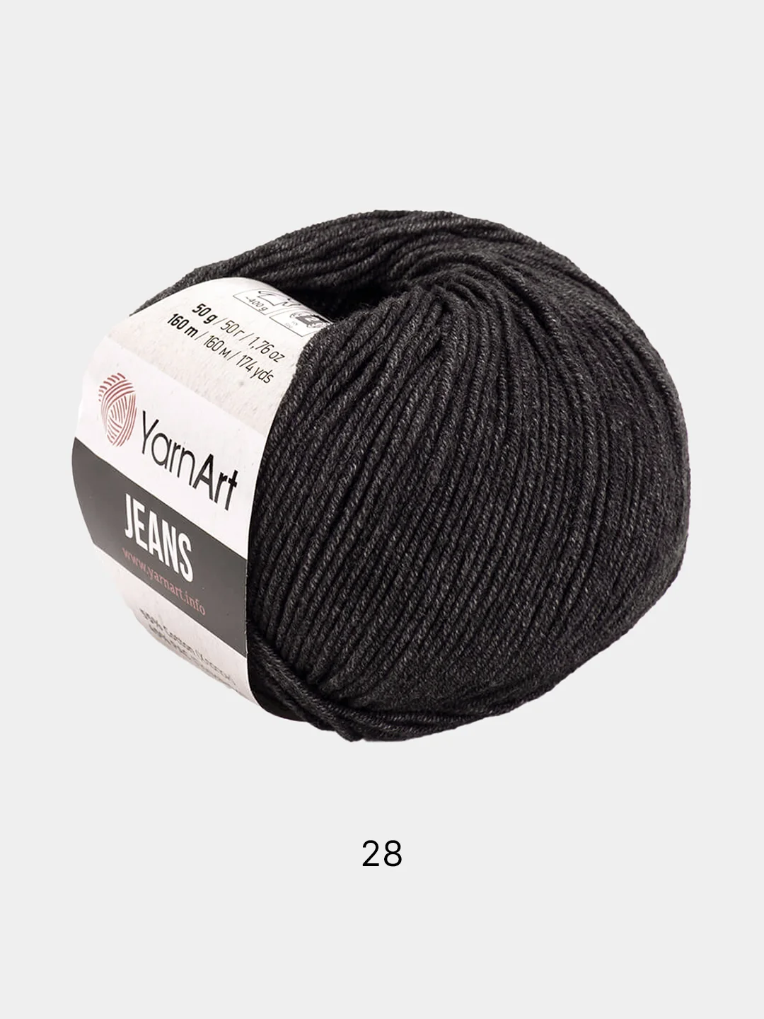 Угольный пряжа YarnART Jeans, 50 г-160 м, 55% хлопок-45% акрил