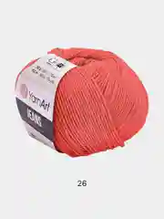 Красный пряжа YarnART Jeans, 50 г-160 м, 55% хлопок-45% акрил