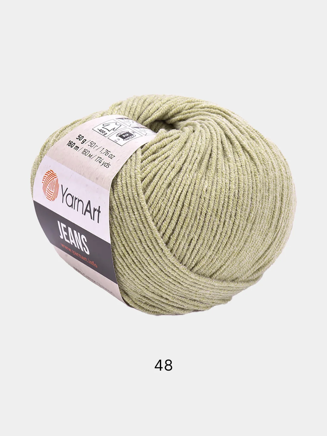 Хаки пряжа YarnART Jeans, 50 г-160 м, 55% хлопок-45% акрил