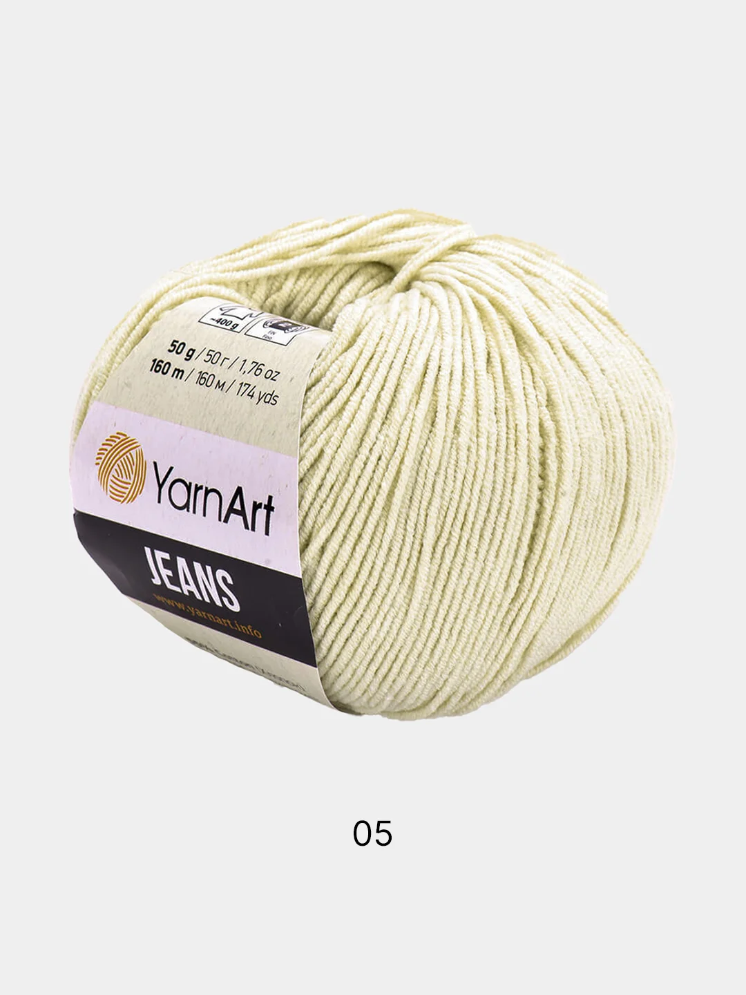 Светло-бежевый пряжа YarnART Jeans, 50 г-160 м, 55% хлопок-45% акрил