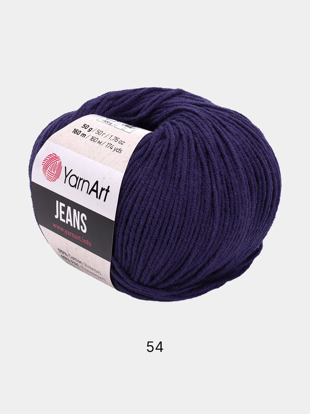 Темно-синий пряжа YarnART Jeans, 50 г-160 м, 55% хлопок-45% акрил