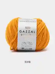Горчичный пряжа Gazzal Wool 115, мериносовая шерсть, 50г/115м