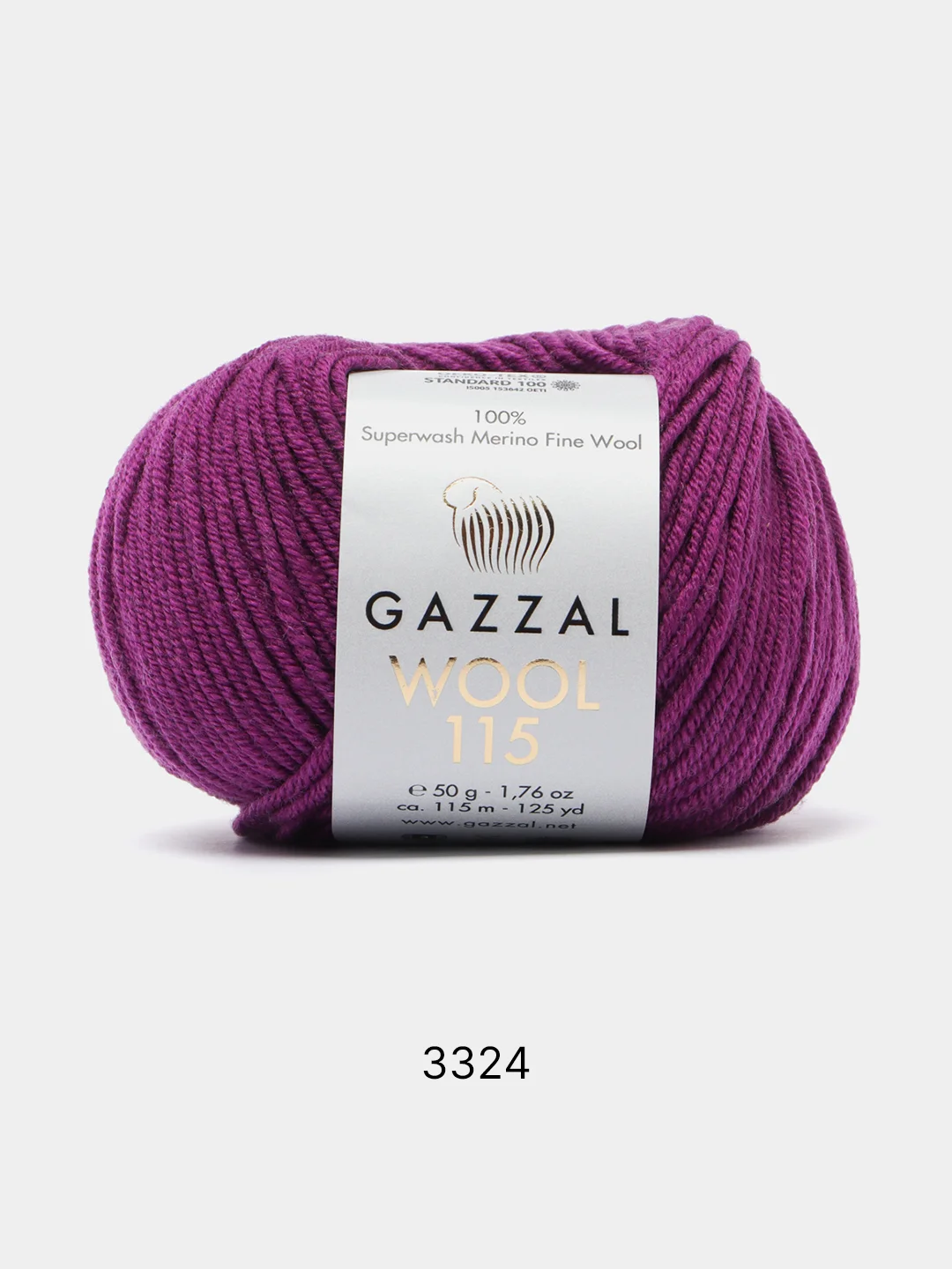 Фуксия пряжа Gazzal Wool 115, мериносовая шерсть, 50г/115м
