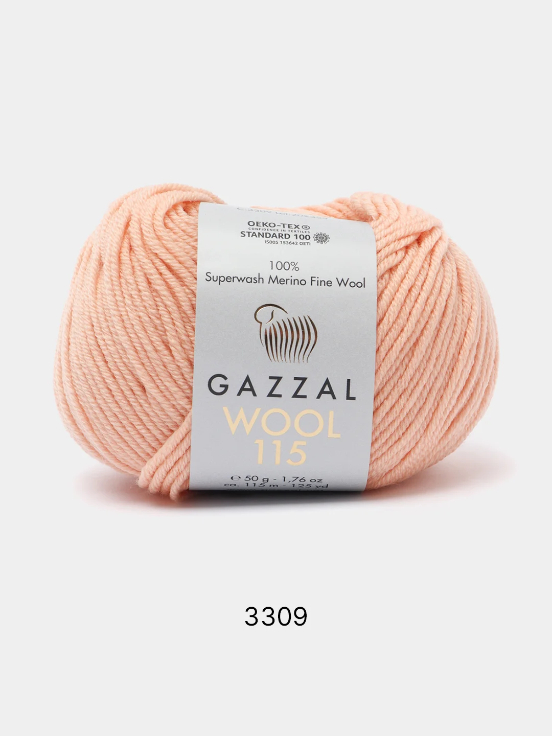 Карамельный пряжа Gazzal Wool 115, мериносовая шерсть, 50г/115м