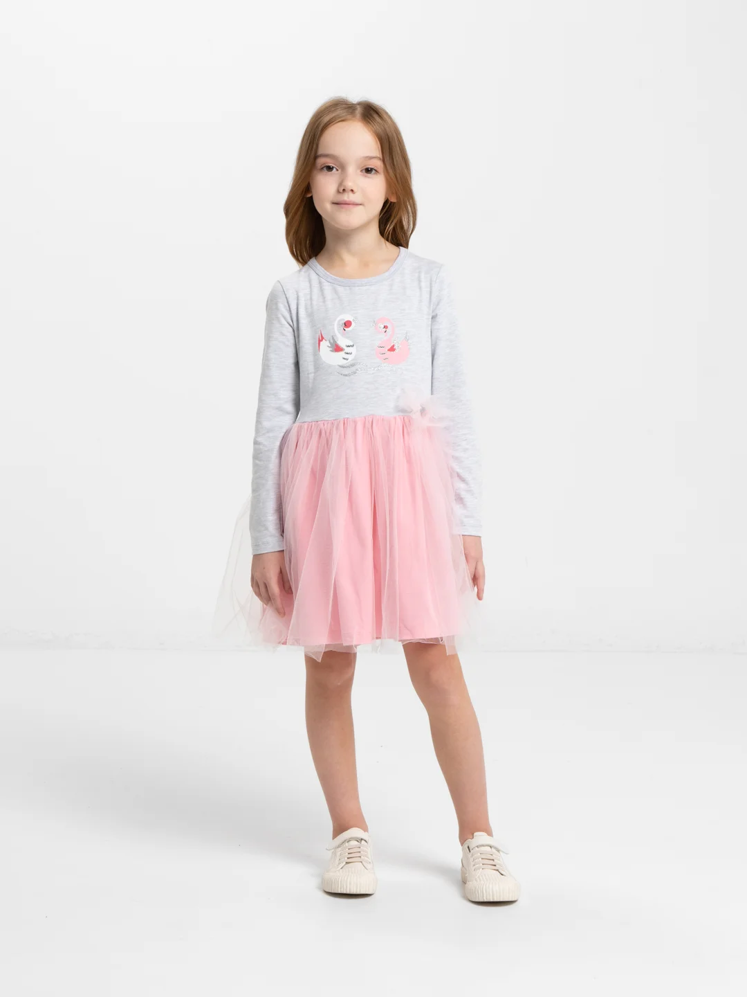Розовый платье для девочки, с длинным рукавом, 3-7 лет