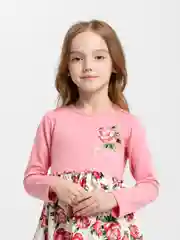 Розовый платье для девочки с длинным рукавом, повседневное, 3-7 лет