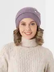 Лавандовый женская вязаная шапка на флисовом подкладе Амира