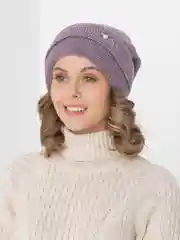Лавандовый женская вязаная шапка на флисовом подкладе Амира