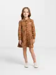 Коричневый платье для девочки с длинным рукавом, 3 - 7 лет