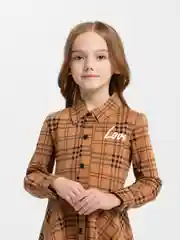 Коричневый платье для девочки с длинным рукавом, 3 - 7 лет