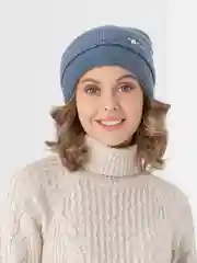 Индиго женская вязаная шапка на флисовом подкладе Амира
