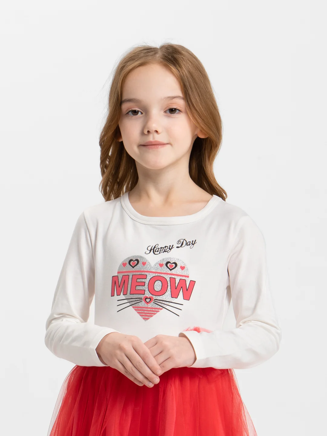Коралловый платье для девочки, с длинным рукавом, 3-7 лет