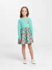 Бирюзовый платье для девочки с длинным рукавом, повседневное, 3-7 лет